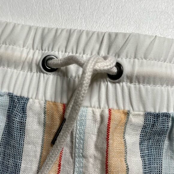 Athleta | Drawstring 100% Linen Striped Shorts - Picture 2 of 4